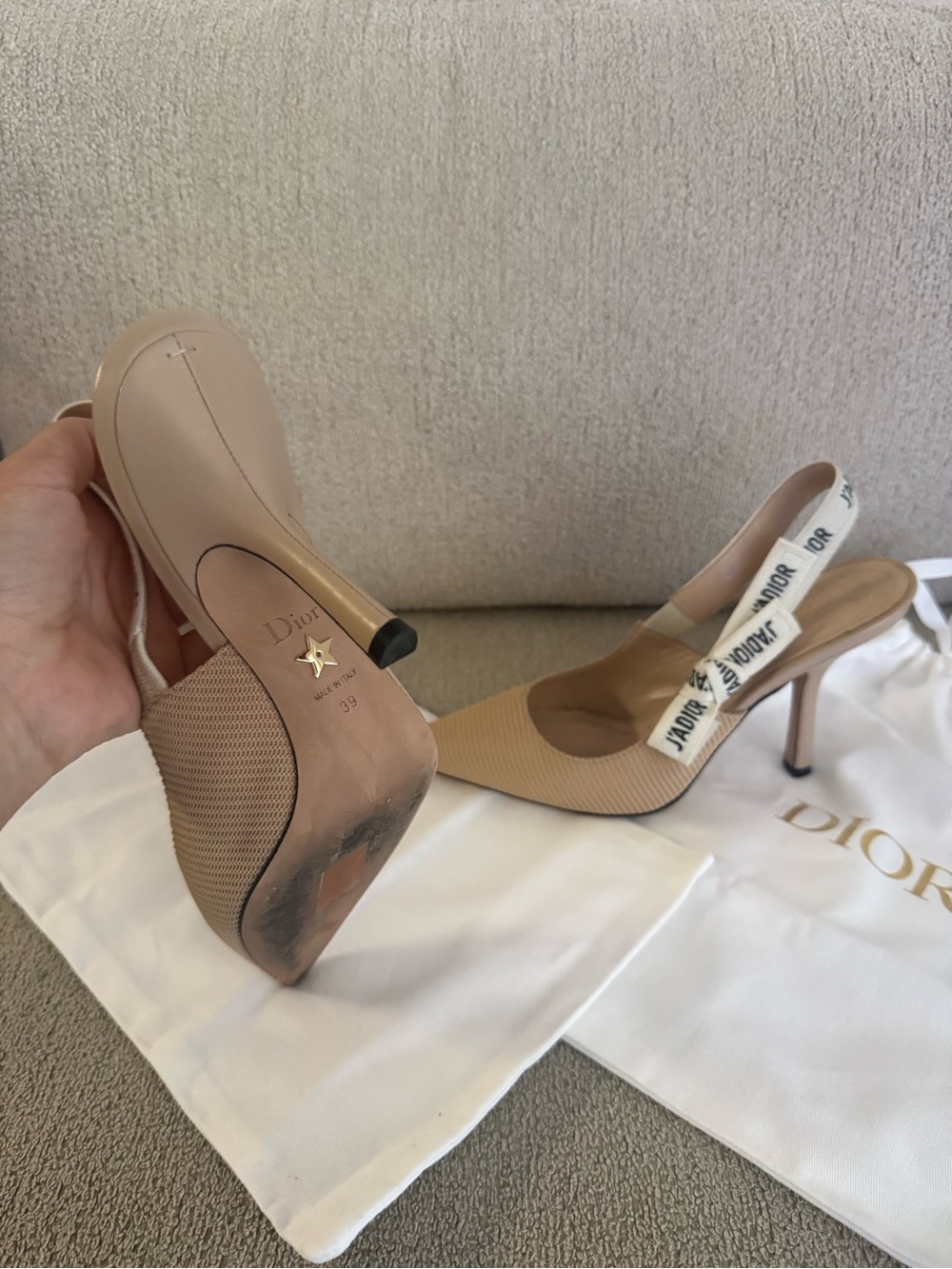 Dior Beige J'Adior Pointed Slingback Heels - Picture 4 of 4